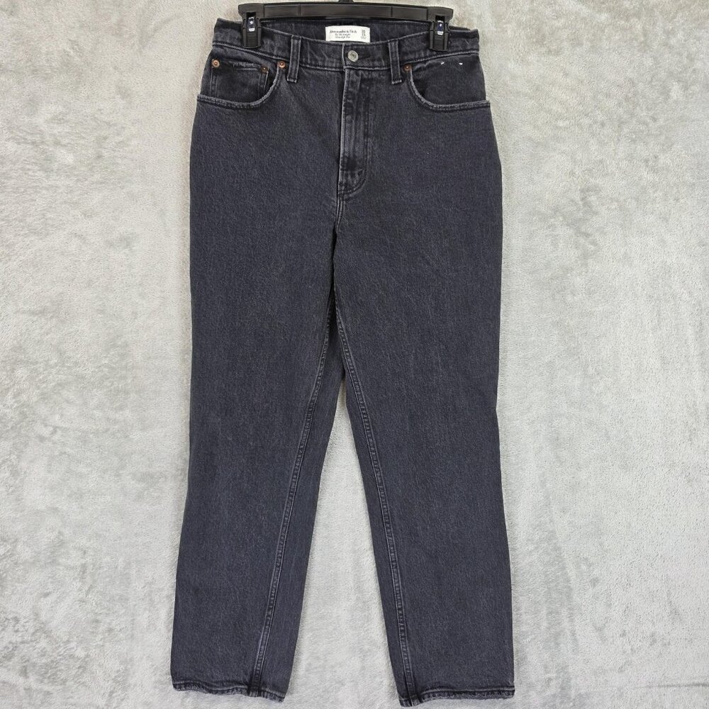 Abercrombie & Fitch Women's Straight Leg Jeans - Washed Black